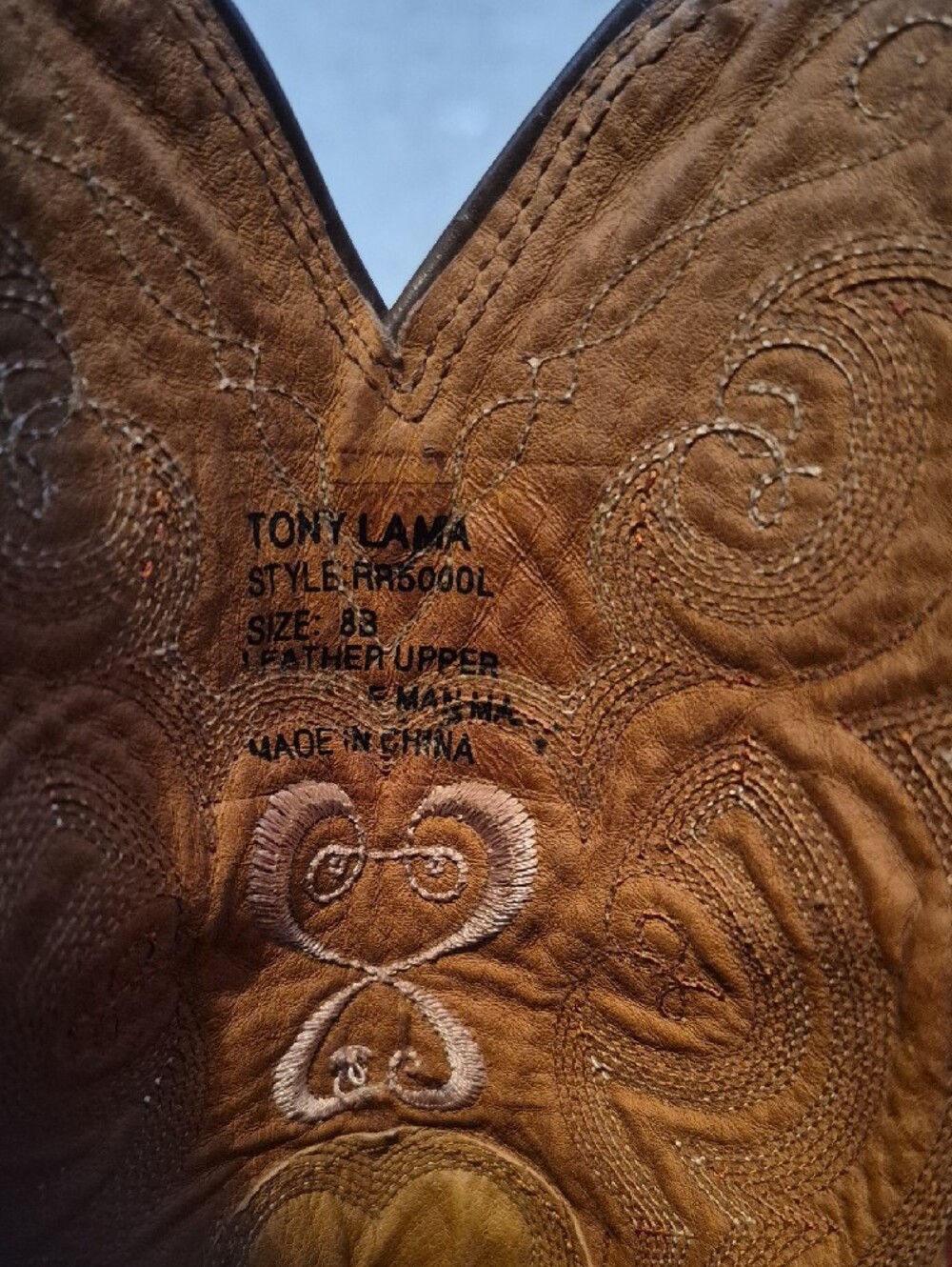 Tony Lama Women's Vintage Brown Western Embroidered Leather Cowboy Boots - Picture 3 of 5
